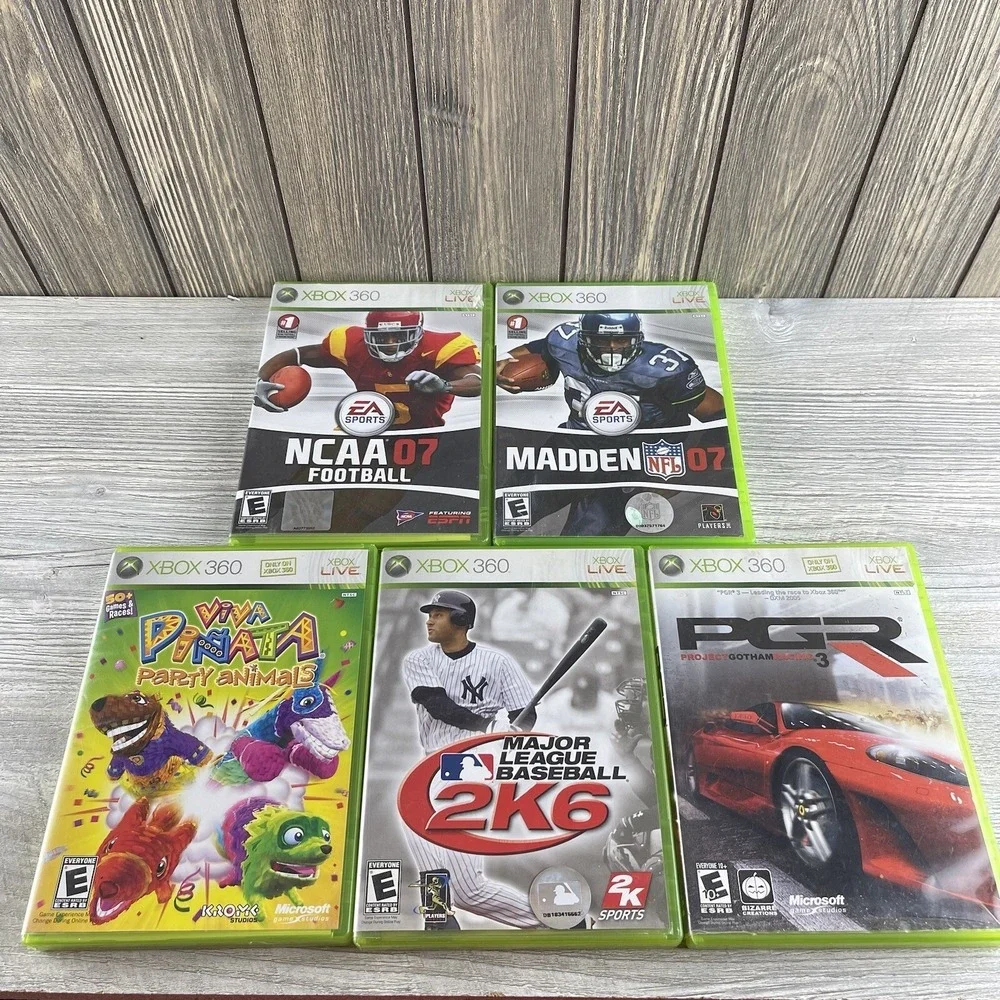 Lot of 5 Microsoft Xbox 360 Video Games Madden 07, NCAA 07 Football,PGR 3 Tested
